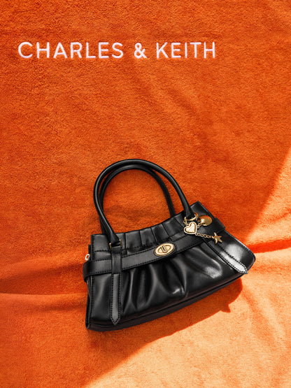 CHARLES & KEITH Best Seller / Isolde Belted Ruched Crossbody Bag - Black