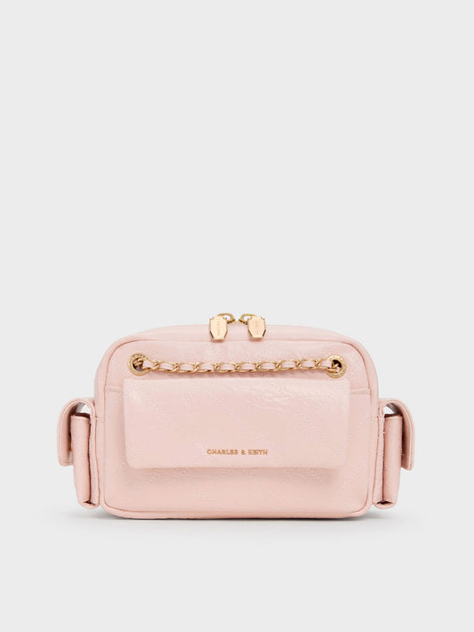 CHARLES & KEITH Featured / Duo Quilted Crossbody Bag - Soft Pink
