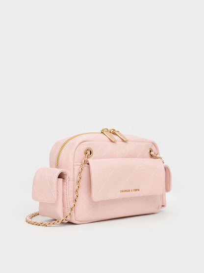 CHARLES & KEITH Featured / Duo Quilted Crossbody Bag - Soft Pink