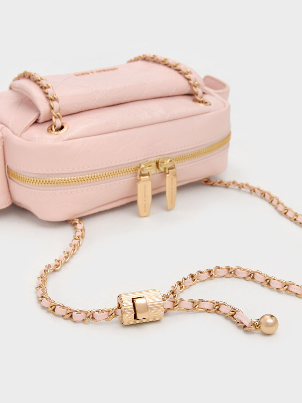 CHARLES & KEITH Featured / Duo Quilted Crossbody Bag - Soft Pink