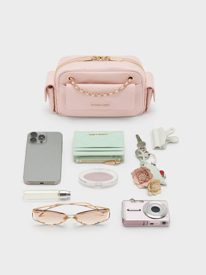 CHARLES & KEITH Featured / Duo Quilted Crossbody Bag - Soft Pink