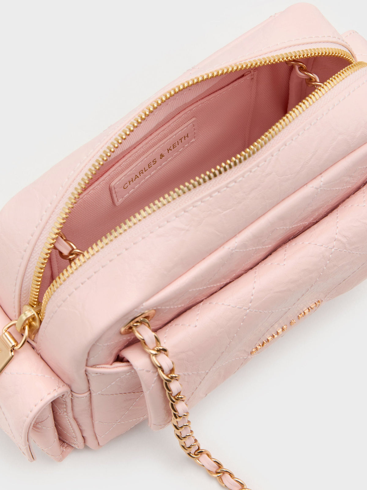 CHARLES & KEITH Featured / Duo Quilted Crossbody Bag - Soft Pink