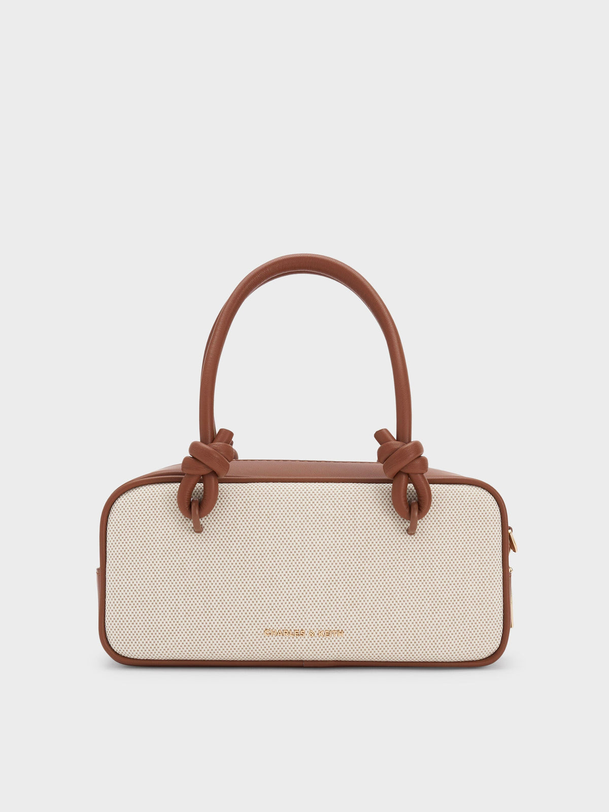 CHARLES & KEITH Trending / Sammie Canvas Knotted-Handle Boxy Bag - Taupe Canvas