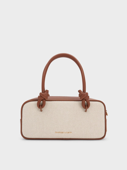 CHARLES & KEITH Trending / Sammie Canvas Knotted-Handle Boxy Bag - Taupe Canvas