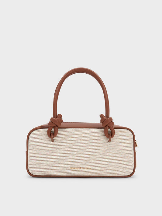 CHARLES & KEITH Trending / Sammie Canvas Knotted-Handle Boxy Bag - Taupe Canvas