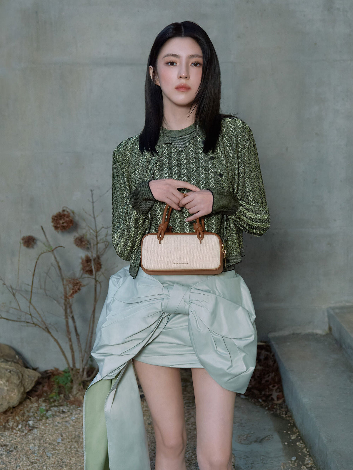 CHARLES & KEITH Trending / Sammie Canvas Knotted-Handle Boxy Bag - Taupe Canvas