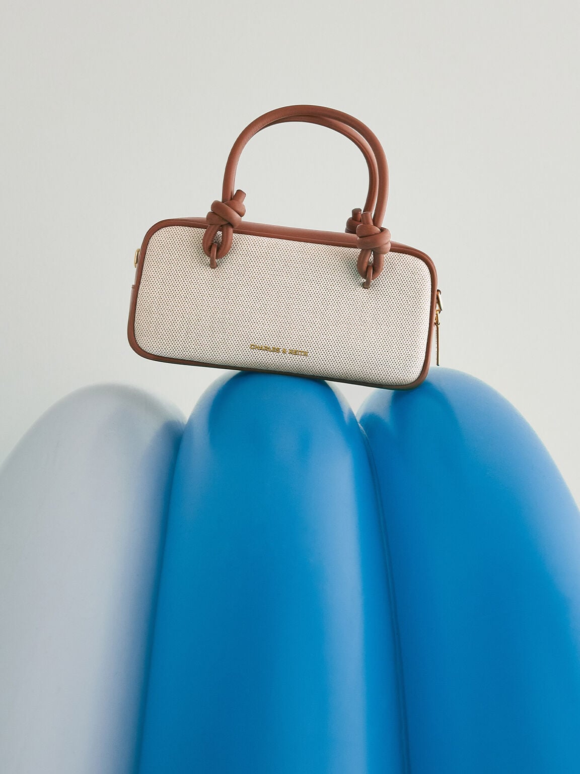 CHARLES & KEITH Trending / Sammie Canvas Knotted-Handle Boxy Bag - Taupe Canvas
