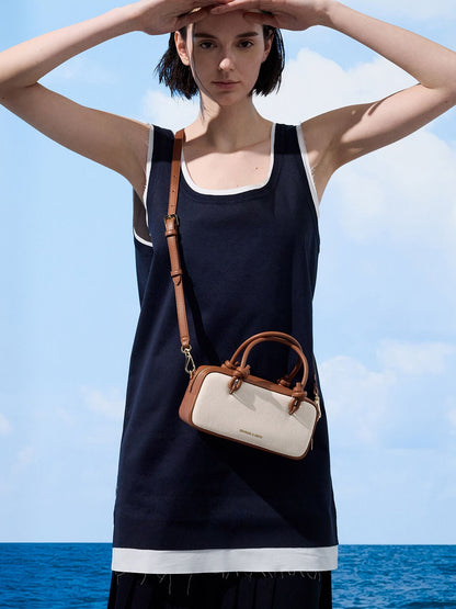 CHARLES & KEITH Trending / Sammie Canvas Knotted-Handle Boxy Bag - Taupe Canvas