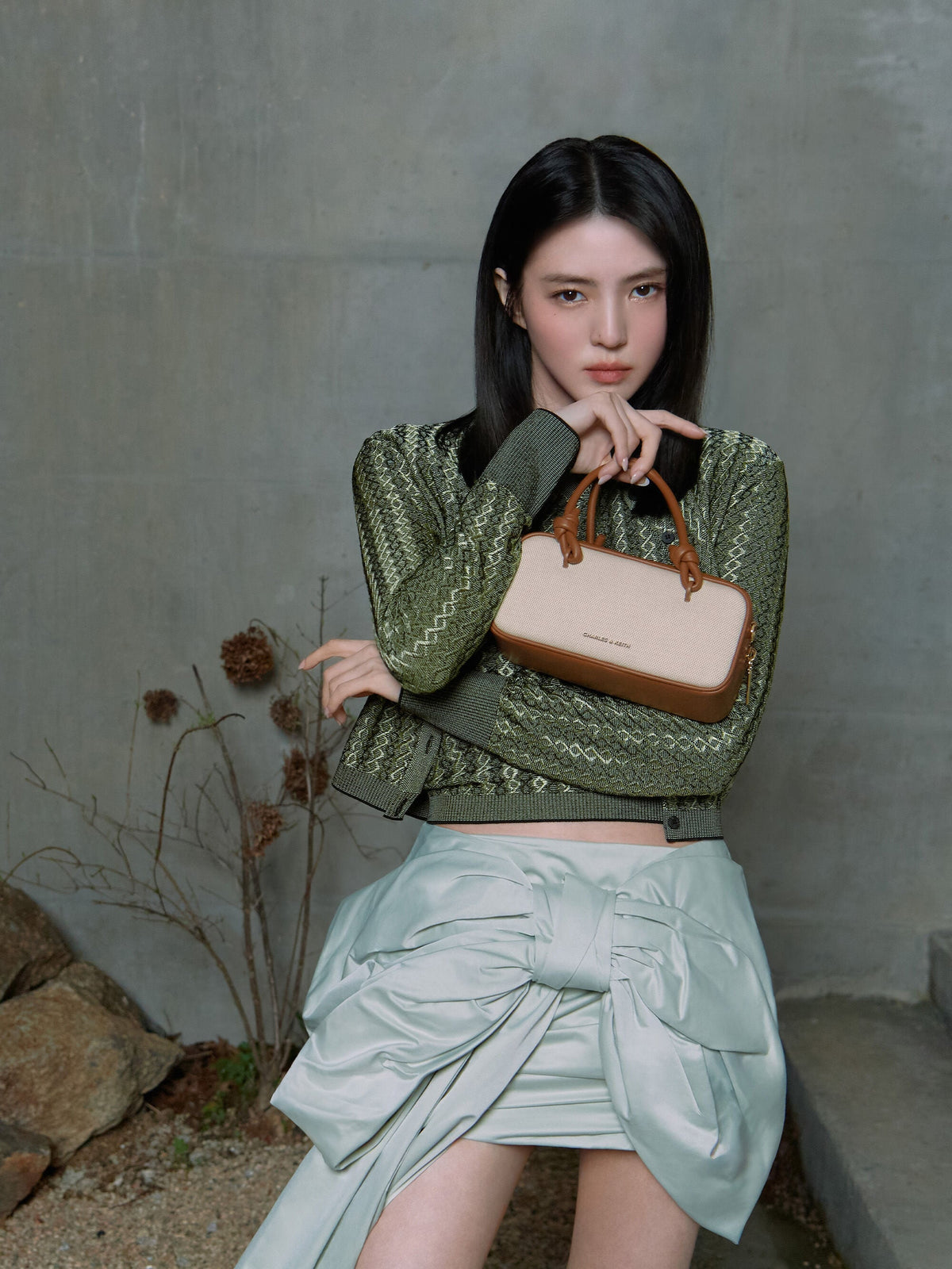 CHARLES & KEITH Trending / Sammie Canvas Knotted-Handle Boxy Bag - Taupe Canvas