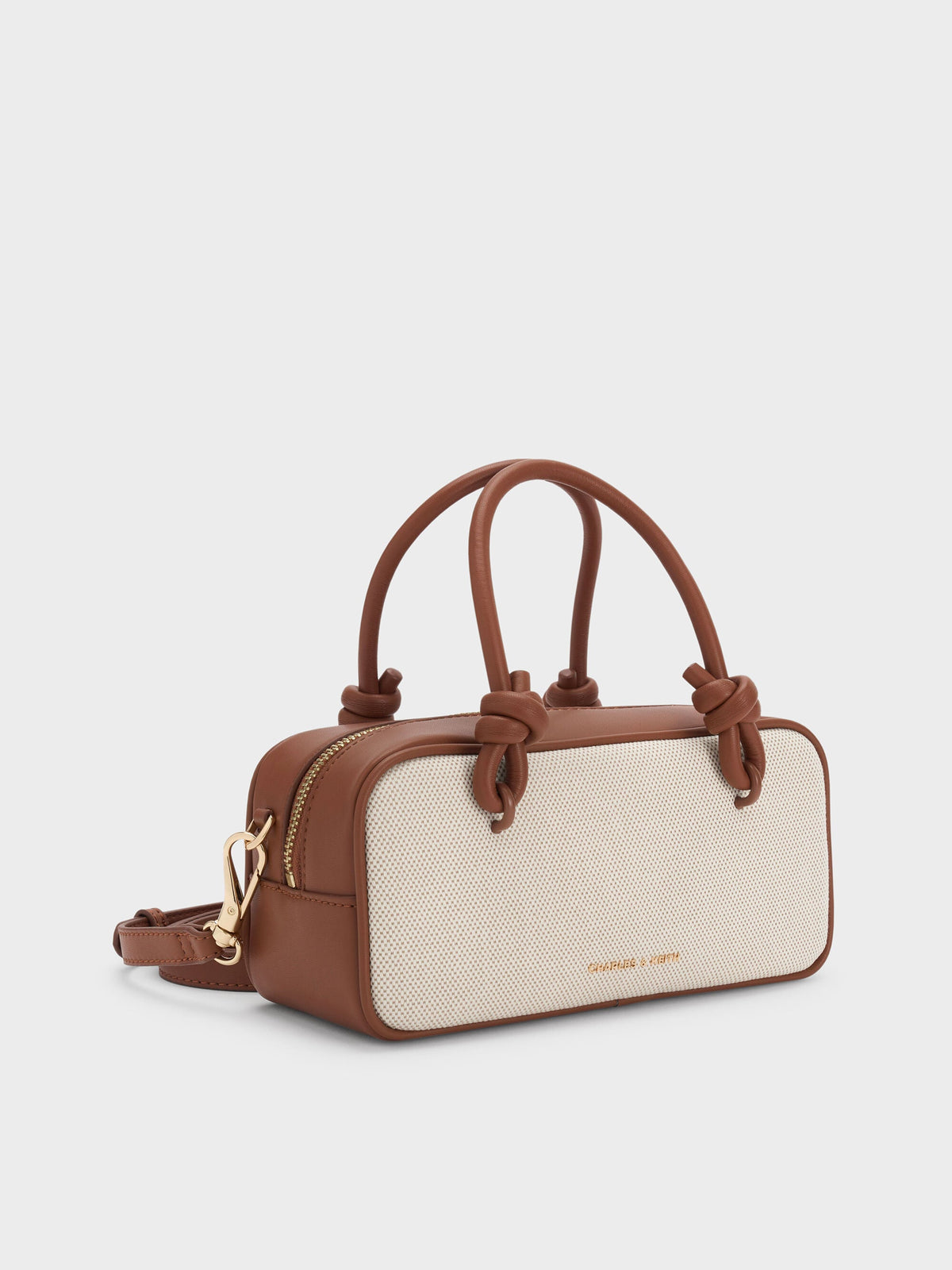 CHARLES & KEITH Trending / Sammie Canvas Knotted-Handle Boxy Bag - Taupe Canvas