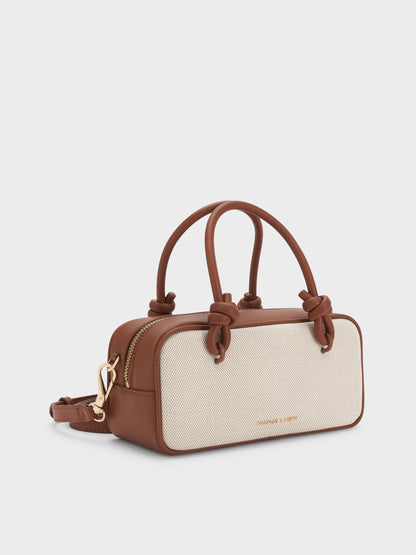 CHARLES & KEITH Trending / Sammie Canvas Knotted-Handle Boxy Bag - Taupe Canvas