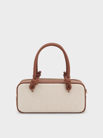 CHARLES & KEITH Trending / Sammie Canvas Knotted-Handle Boxy Bag - Taupe Canvas