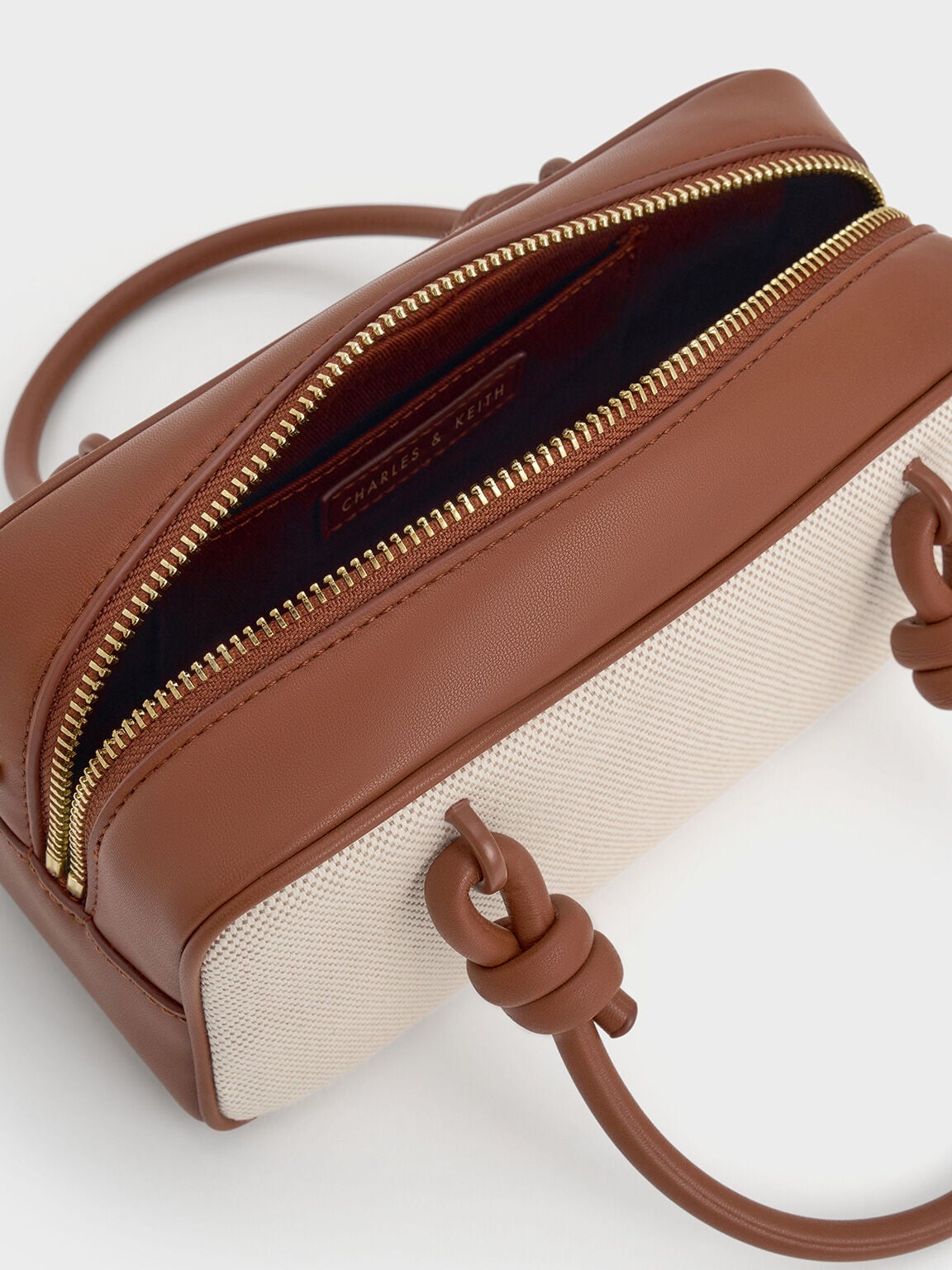 CHARLES & KEITH Trending / Sammie Canvas Knotted-Handle Boxy Bag - Taupe Canvas