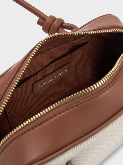 CHARLES & KEITH Trending / Sammie Canvas Knotted-Handle Boxy Bag - Taupe Canvas