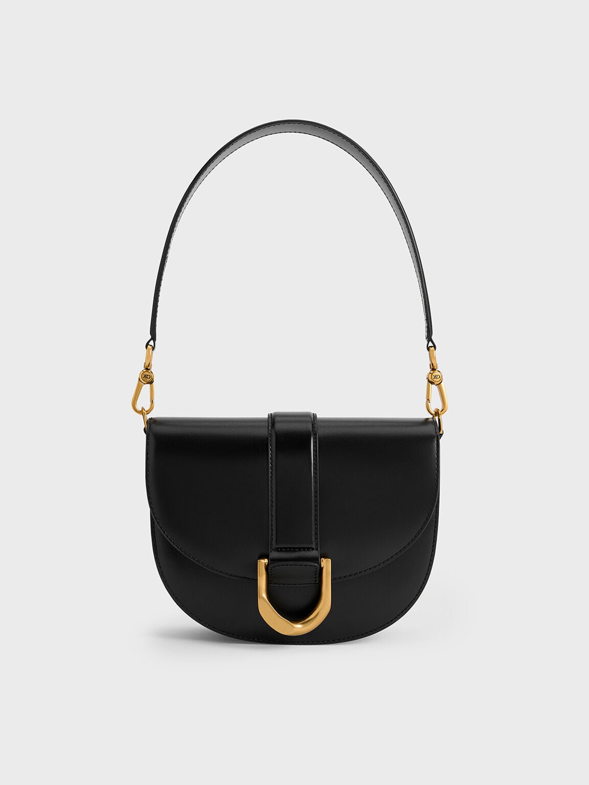 CHARLES & KEITH Sale / Gabine Leather Saddle Bag - Black