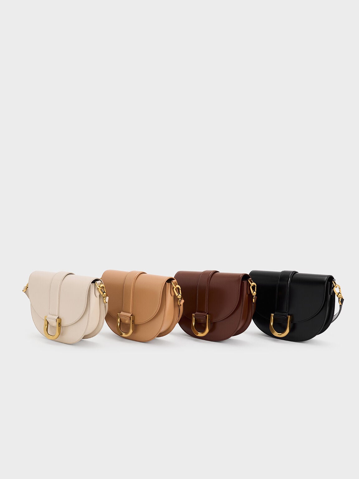 CHARLES & KEITH Sale / Gabine Leather Saddle Bag - Black
