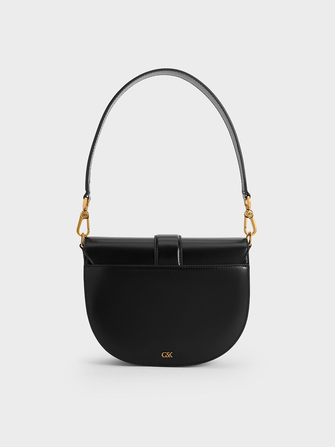 CHARLES & KEITH Sale / Gabine Leather Saddle Bag - Black
