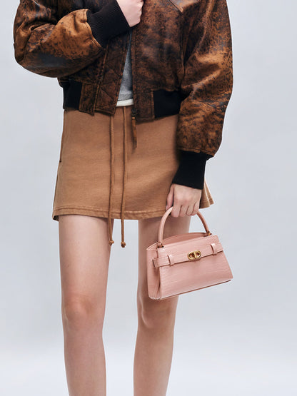 CHARLES & KEITH Best Price / Aubrielle Croc-Effect Belted Top Handle Bag - Light Pink