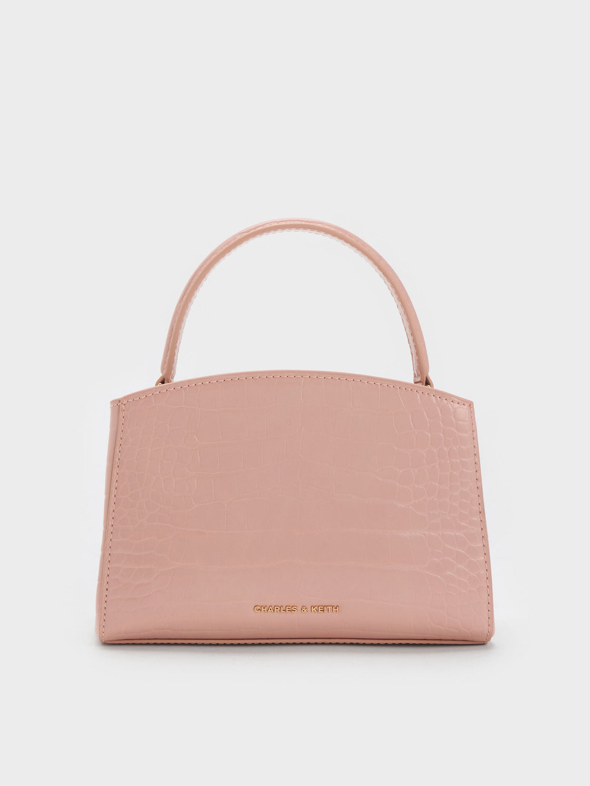 CHARLES & KEITH Best Price / Aubrielle Croc-Effect Belted Top Handle Bag - Light Pink
