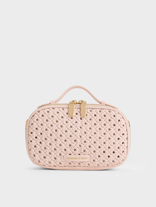CHARLES & KEITH Great Value / Azure Woven Crossbody Bag - Soft Pink