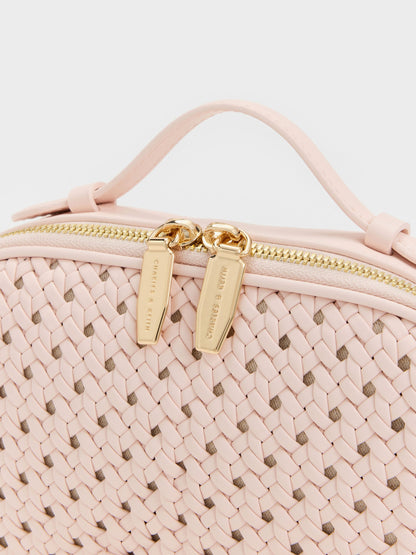 CHARLES & KEITH Great Value / Azure Woven Crossbody Bag - Soft Pink