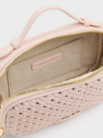 CHARLES & KEITH Great Value / Azure Woven Crossbody Bag - Soft Pink