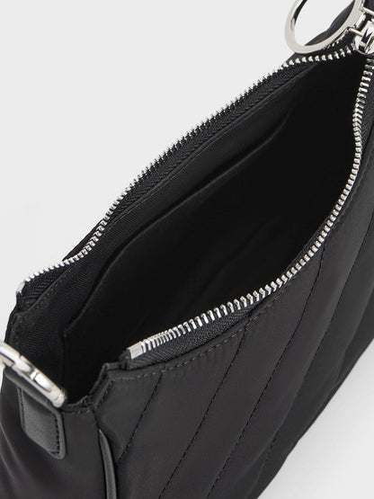 CHARLES & KEITH Sale / Philomena Nylon Puffy Chain-Strap Crossbody Bag - Noir