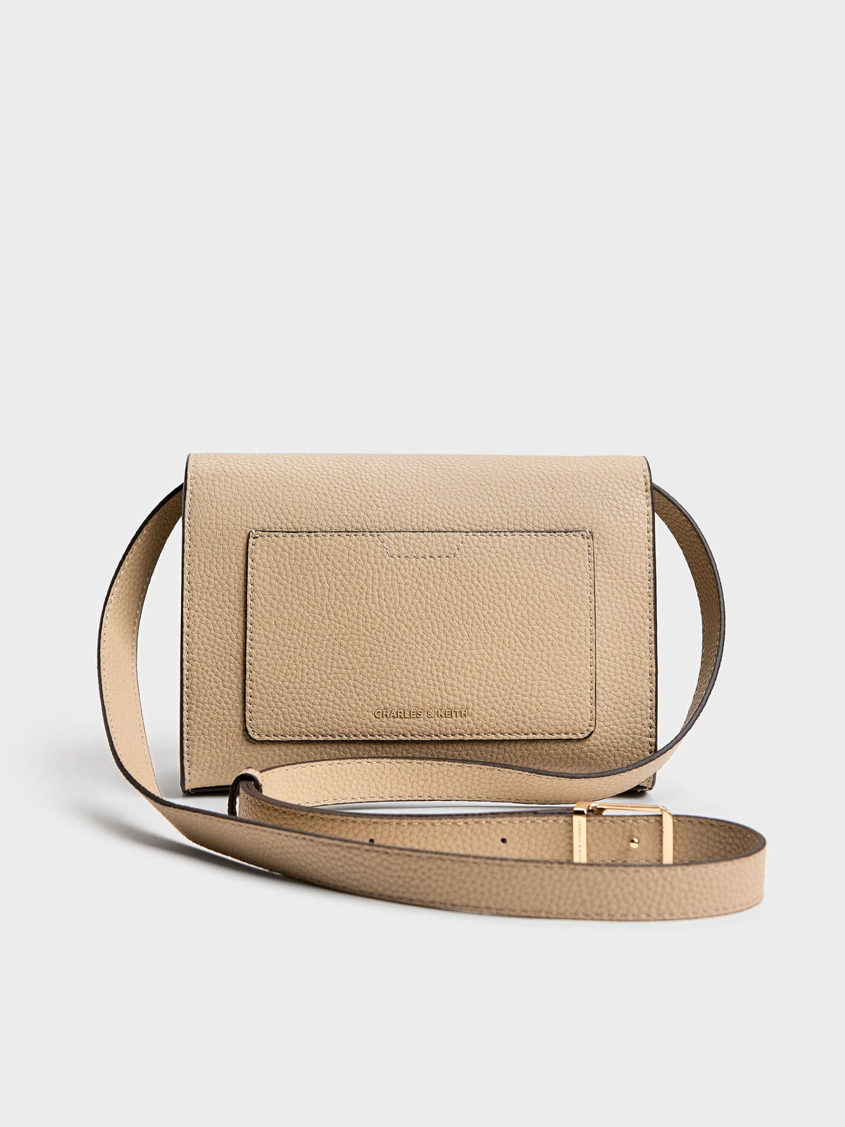 CHARLES & KEITH Trusted / Chance Turn-Lock Crossbody Bag - Nutmeg Beige
