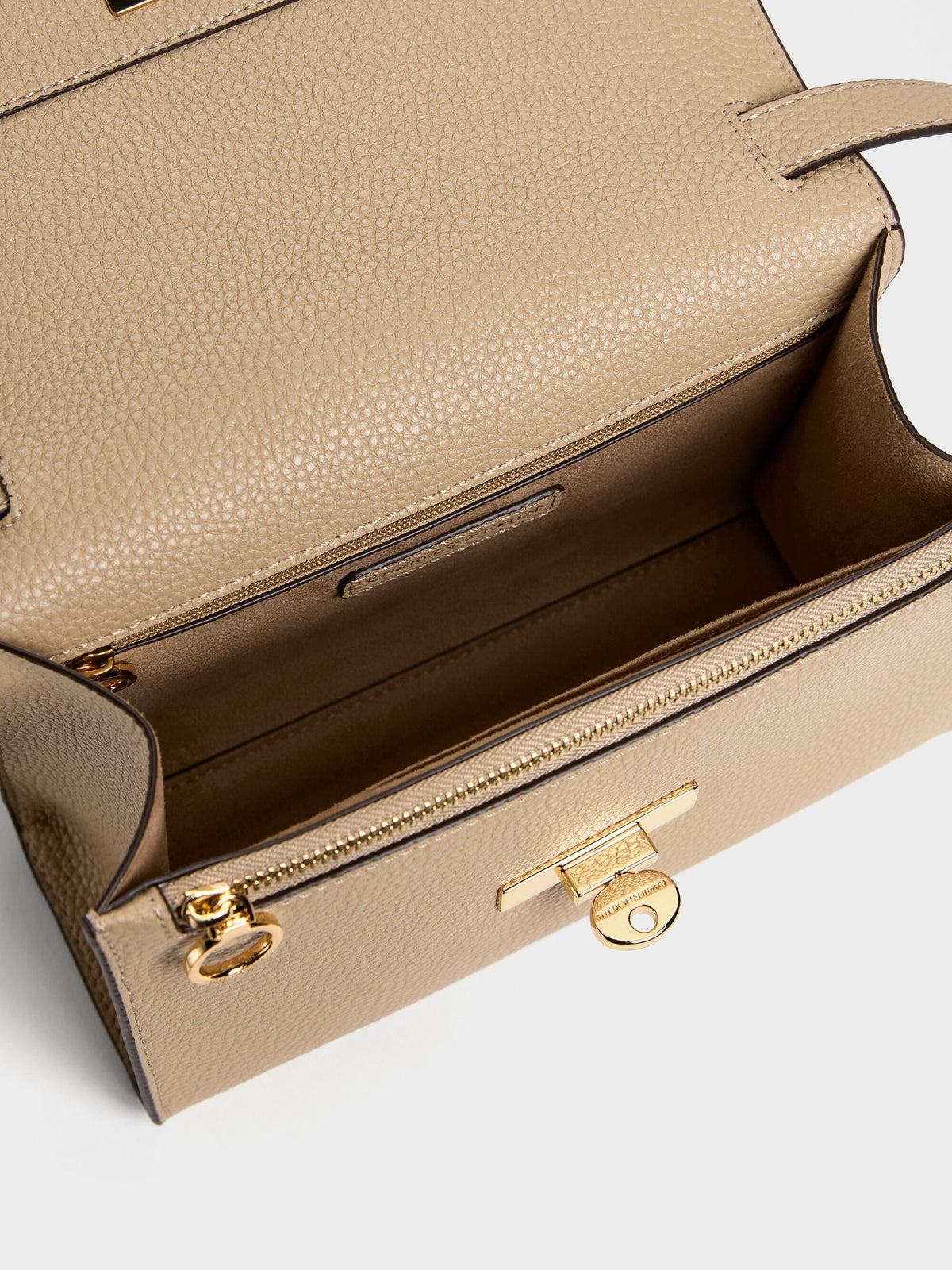 CHARLES & KEITH Trusted / Chance Turn-Lock Crossbody Bag - Nutmeg Beige