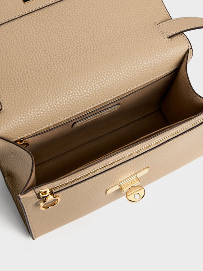 CHARLES & KEITH Trusted / Chance Turn-Lock Crossbody Bag - Nutmeg Beige