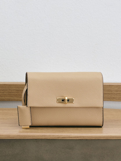 CHARLES & KEITH Trusted / Chance Turn-Lock Crossbody Bag - Nutmeg Beige