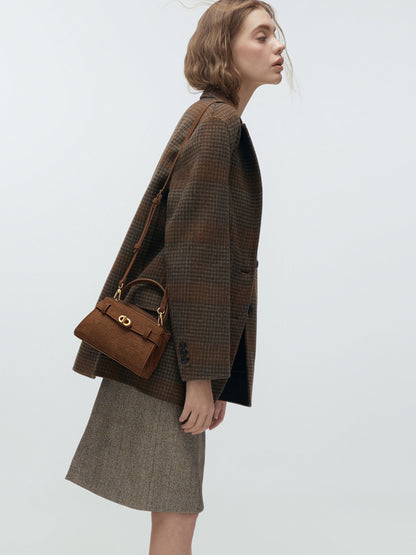 CHARLES & KEITH Great Value / Aubrielle Croc-Effect Belted Top Handle Bag - Chocolate