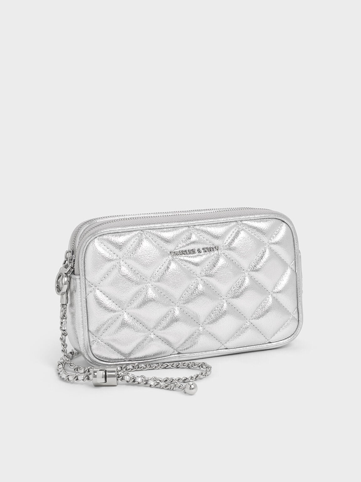 CHARLES & KEITH Popular / Mini Apfra Quilted Crossbody Bag - Silver