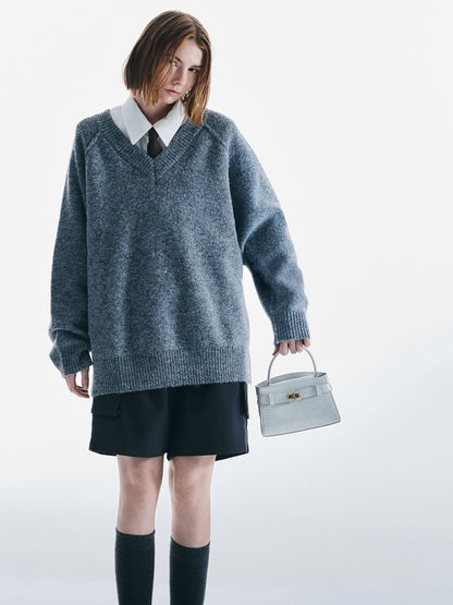 CHARLES & KEITH Essential / Aubrielle Croc-Effect Belted Top Handle Bag - Sea Salt Blue