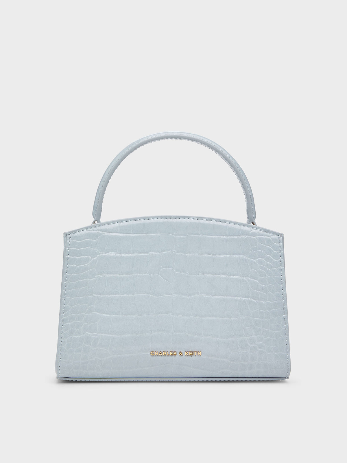 CHARLES & KEITH Essential / Aubrielle Croc-Effect Belted Top Handle Bag - Sea Salt Blue