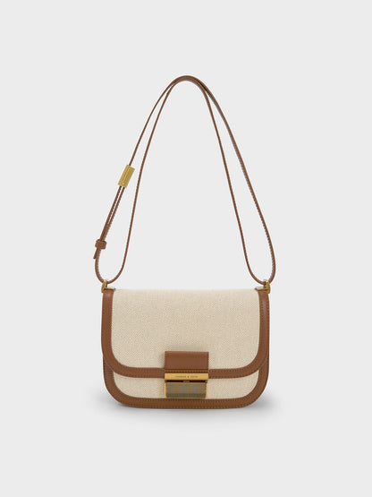 CHARLES & KEITH Everyday / Charlot Canvas Crossbody Bag - Chocolate