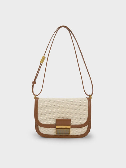 CHARLES & KEITH Everyday / Charlot Canvas Crossbody Bag - Chocolate