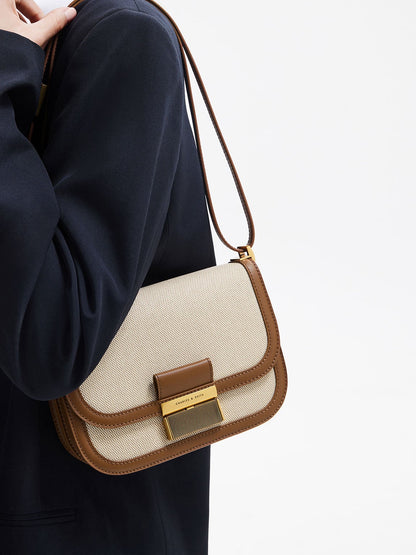 CHARLES & KEITH Everyday / Charlot Canvas Crossbody Bag - Chocolate