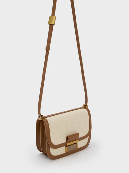 CHARLES & KEITH Everyday / Charlot Canvas Crossbody Bag - Chocolate