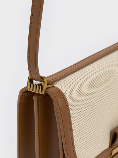 CHARLES & KEITH Everyday / Charlot Canvas Crossbody Bag - Chocolate