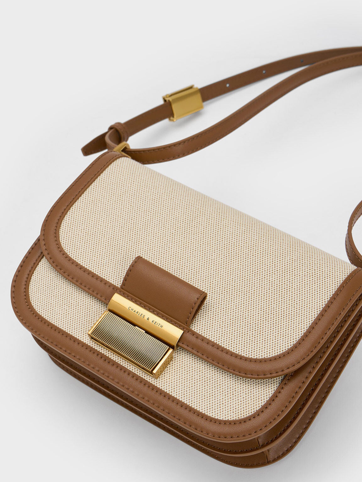 CHARLES & KEITH Everyday / Charlot Canvas Crossbody Bag - Chocolate