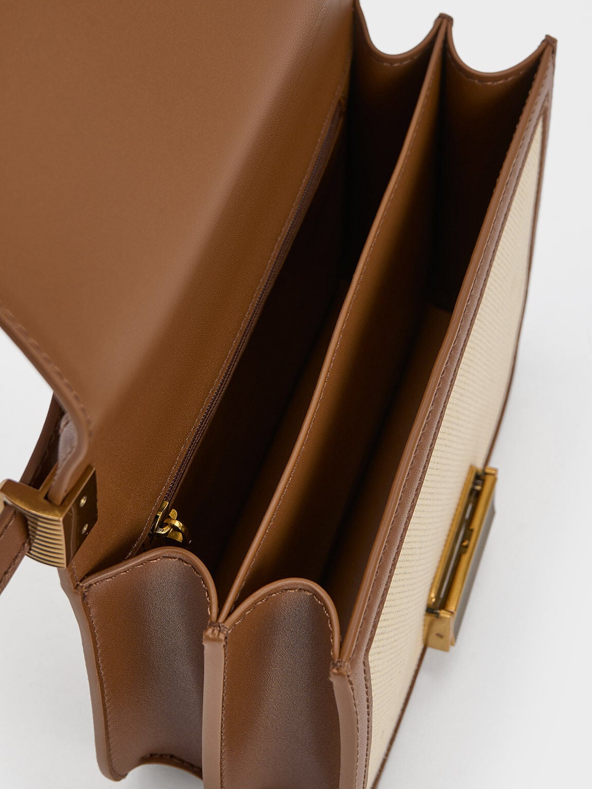 CHARLES & KEITH Everyday / Charlot Canvas Crossbody Bag - Chocolate