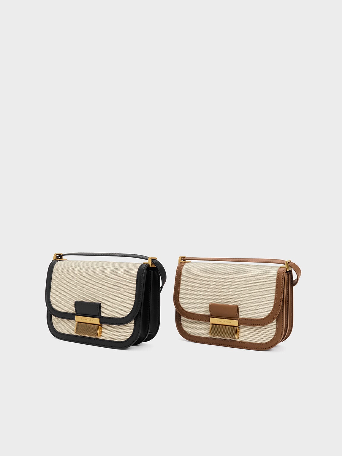 CHARLES & KEITH Everyday / Charlot Canvas Crossbody Bag - Chocolate