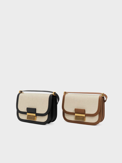 CHARLES & KEITH Everyday / Charlot Canvas Crossbody Bag - Chocolate