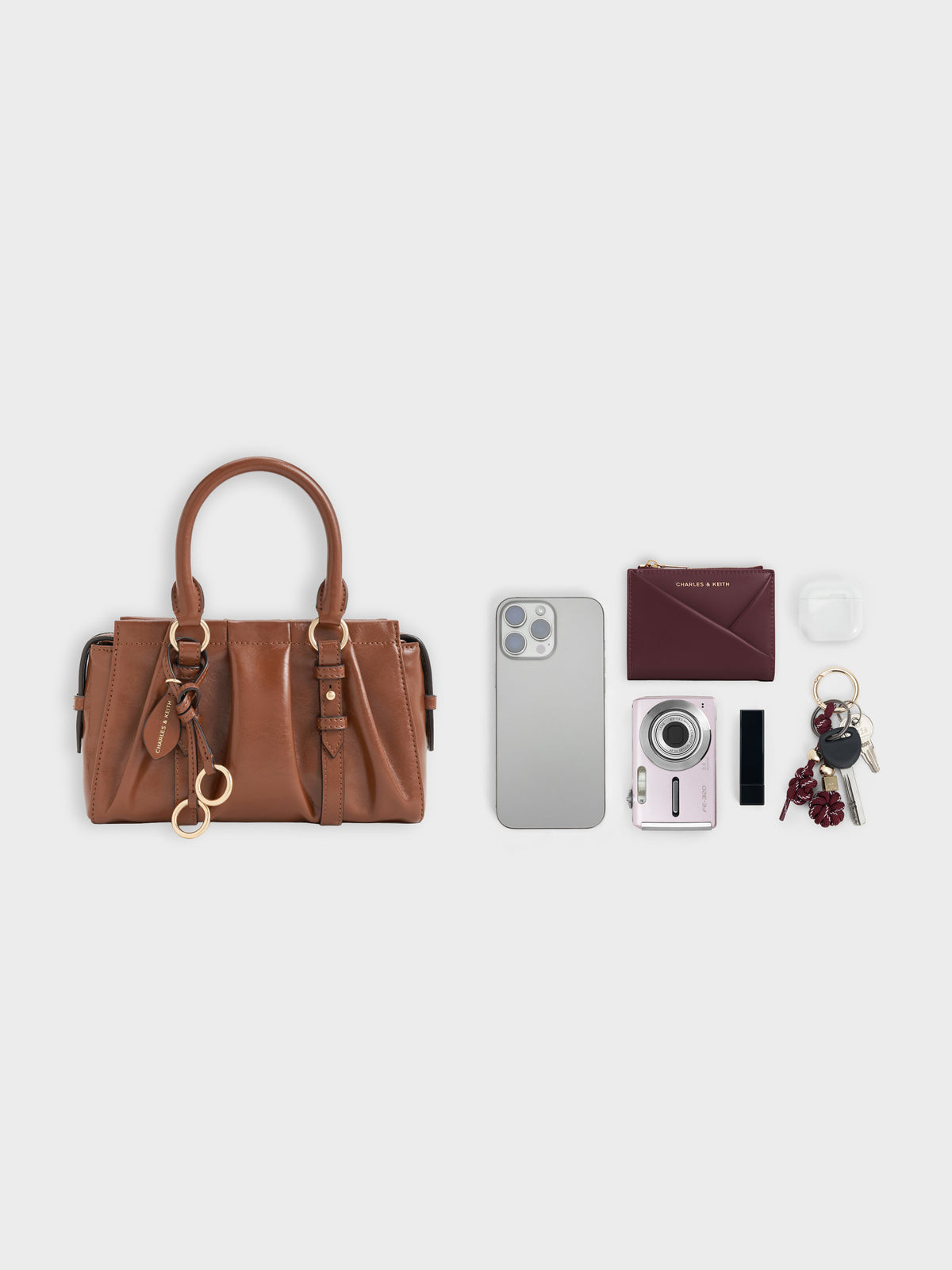 CHARLES & KEITH Great Value / Britton Top Handle Tote Bag - Chocolate