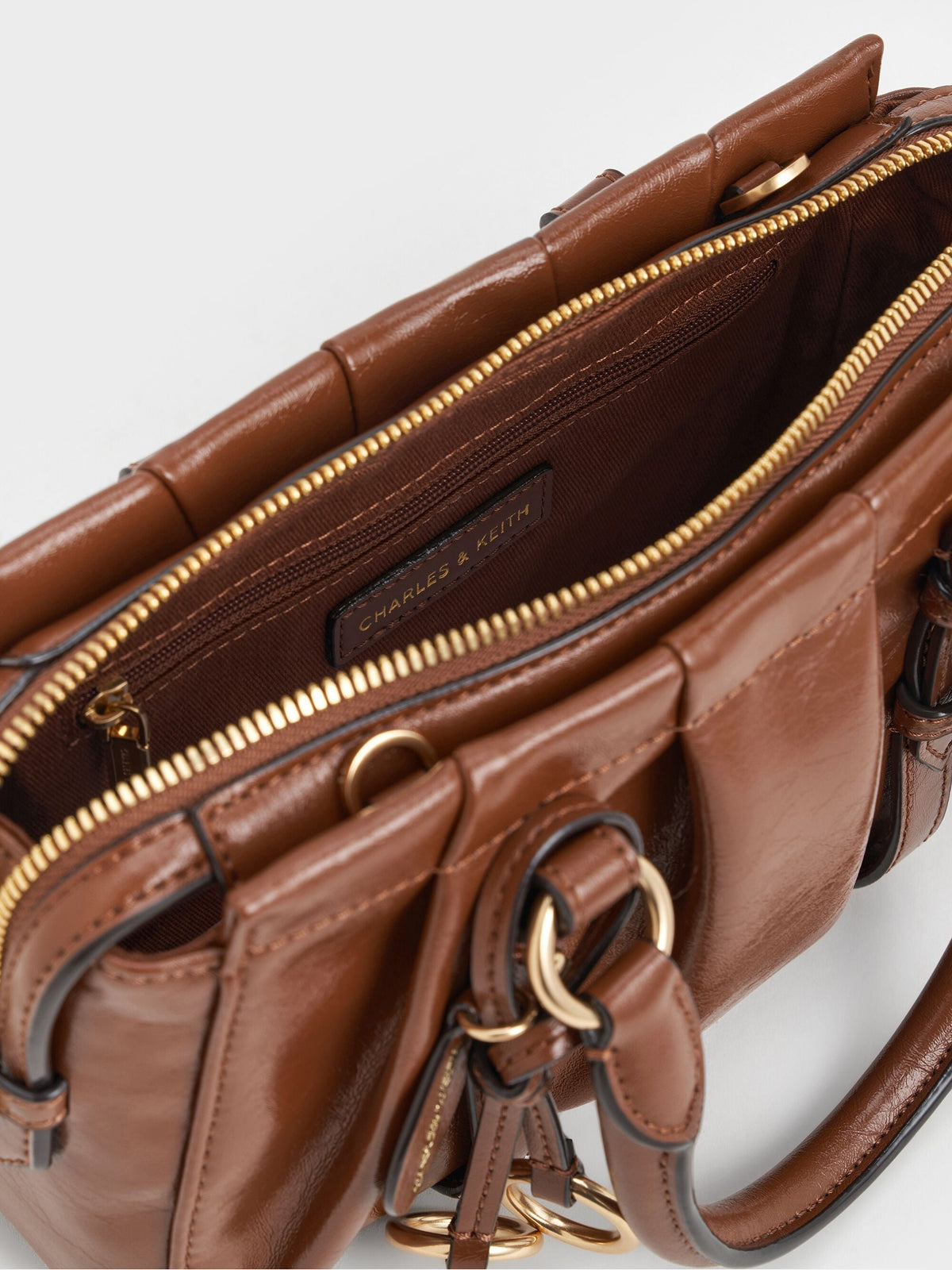 CHARLES & KEITH Great Value / Britton Top Handle Tote Bag - Chocolate