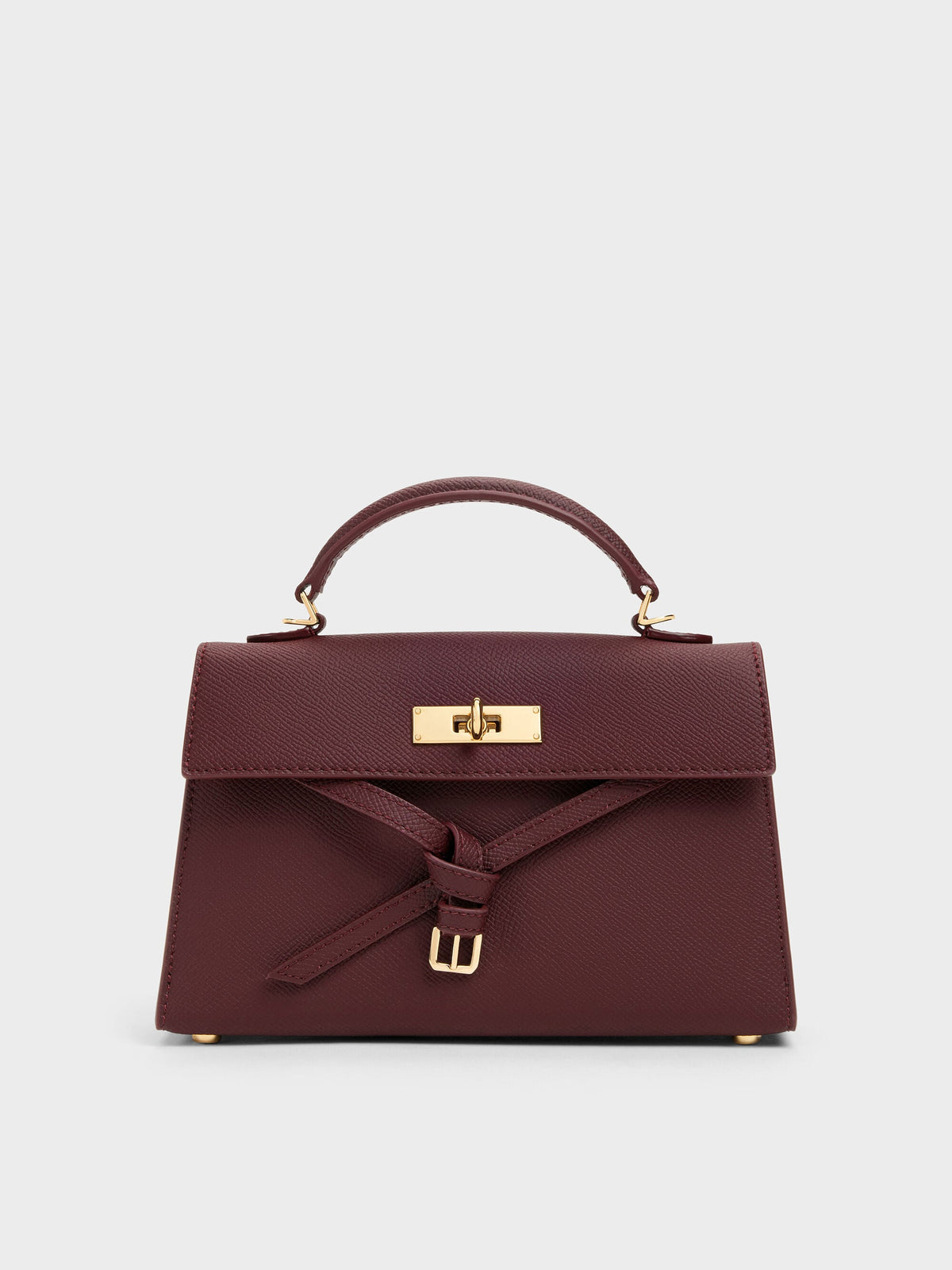 CHARLES & KEITH Sale / Tricha Knotted-Belt Top Handle Bag - Wineberry Red