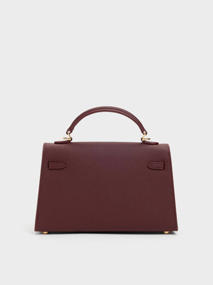 CHARLES & KEITH Sale / Tricha Knotted-Belt Top Handle Bag - Wineberry Red