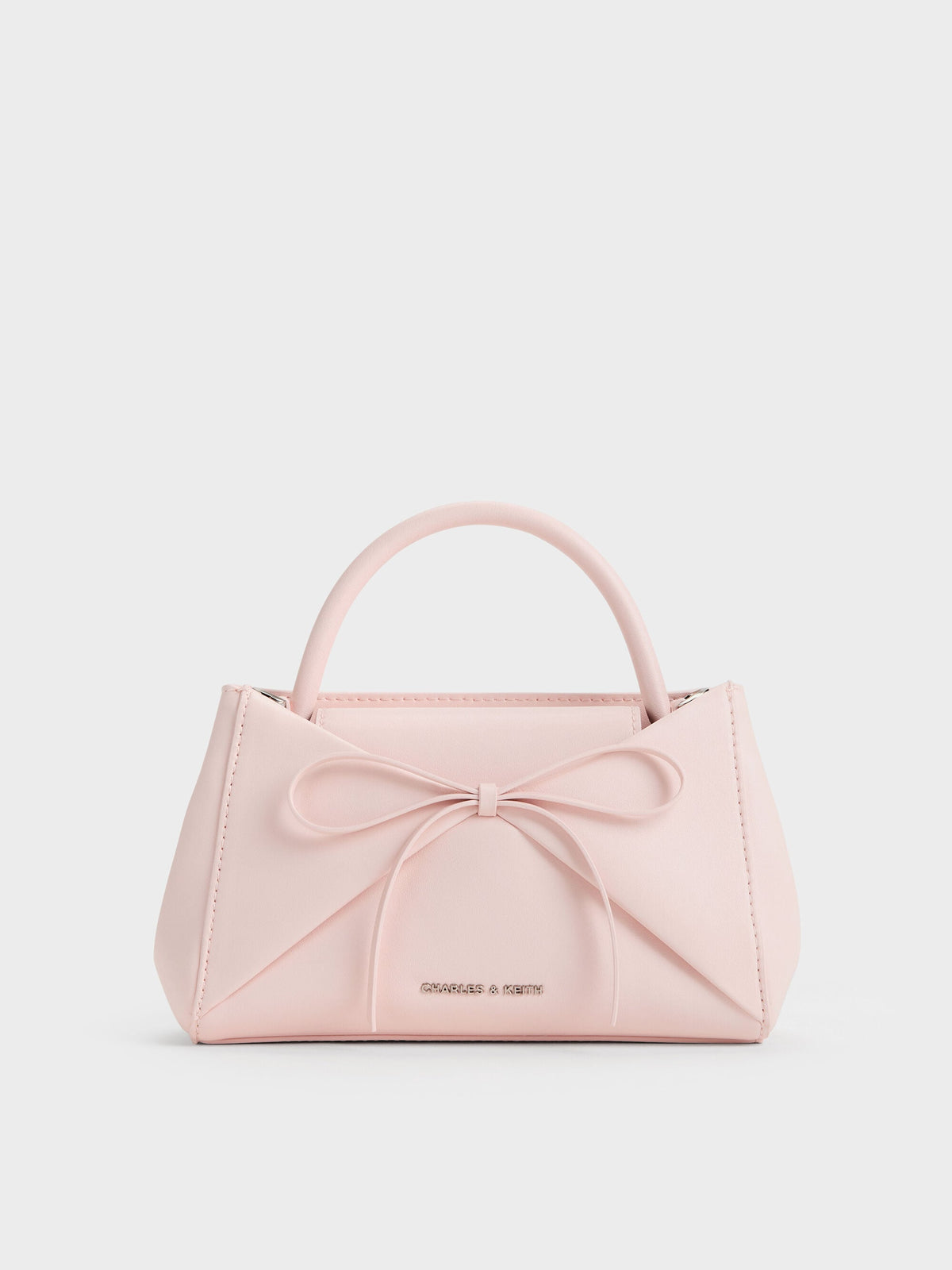CHARLES & KEITH Signature / Hazel Bow Panelled Top Handle Bag - Soft Pink
