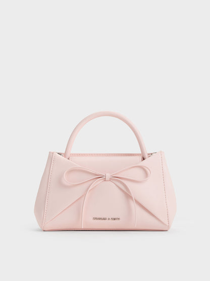 CHARLES & KEITH Signature / Hazel Bow Panelled Top Handle Bag - Soft Pink